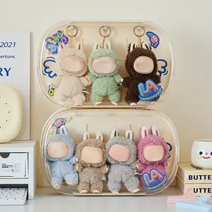 No Drilling Wall-Mounted Mysterious Box Display Cabinet 16cm X 9cm-Transparent Plastic Collection Statue Storage Box, Cute Animal and Character Design, Dustproof and Moisture Proof (Excluding Statue), Playful Design, Safe Closure, Home Organizer Box