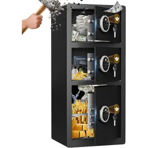 8.0 Cu ft Extra Large Home Safe Box 3 Door Money Safes - Fireproof & Waterproof Digital Safe with Dual Alarm, Drop Slot, Backlit Keypad & Adjustable Shelf for Home, Office, Hotel