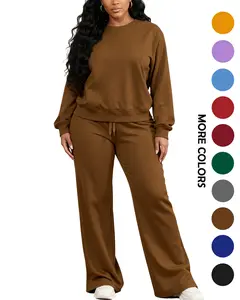 Women Sweatsuit Lounge  Sets 2 Piece Outfits  Casual Travel Sweatshirt And Wide Leg Tracksuit Matching Set