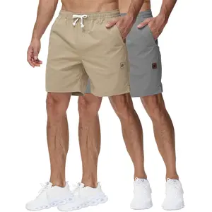 2-PACK Men's Casual 7" Shorts Twill Drawstring Summer Beach Stretch Golf Shorts Elastic Waistband with Zipper Pockets Daily Wear Walking Summer Outfit Polyester Sports#LGBT #Wimbledon #Fathersdaygift #Outdoor