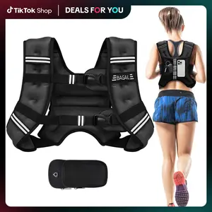 【JumpstartSale】BAGAIL Weighted Vest, 5lbs/8lbs/10lbs/12lbs/15lbs/20lbs/25lbs/30lbs Weight Vest with Detachable Phone Pouch, Rucking Vest for Women, Men, Walking, Weight Loss, Training, Running