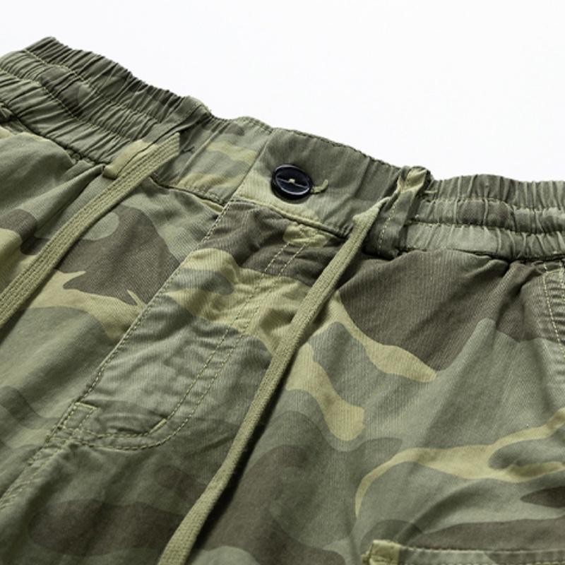 Clean Gent men’s drawstring elastic-waist camouflage cargo shorts, breathable cotton fabric, regular fit for casual comfort in summer, versatile everyday bottoms, machine washable Clean Gent men’s drawstring elastic-waist camouflage cargo shorts, breathable cotton fabric, regular fit for casual comfort in summer, versatile everyday bottoms, machine washable