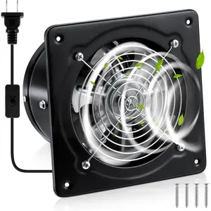 8 Inch Exhaust Fan 576 CFM Kitchen Exhaust Fan with  Small Exhaust Fan Bathroom Potable Plug in Garage Exhaust Fan with Damper for Shop,  Room, Industrial Ventilation Use, Black
