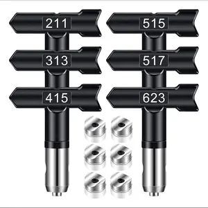 Spray Tips, 6Pcs Airless Paint Sprayer Tips Reversible Spray Tips for Airless Paint Sprayer Machine Spray Paint Nozzles for Airless Paint Spray Guns House Painting DIY Paint Sprayer Accessories Sprayer Attachment (211 313 415 515 517 623)