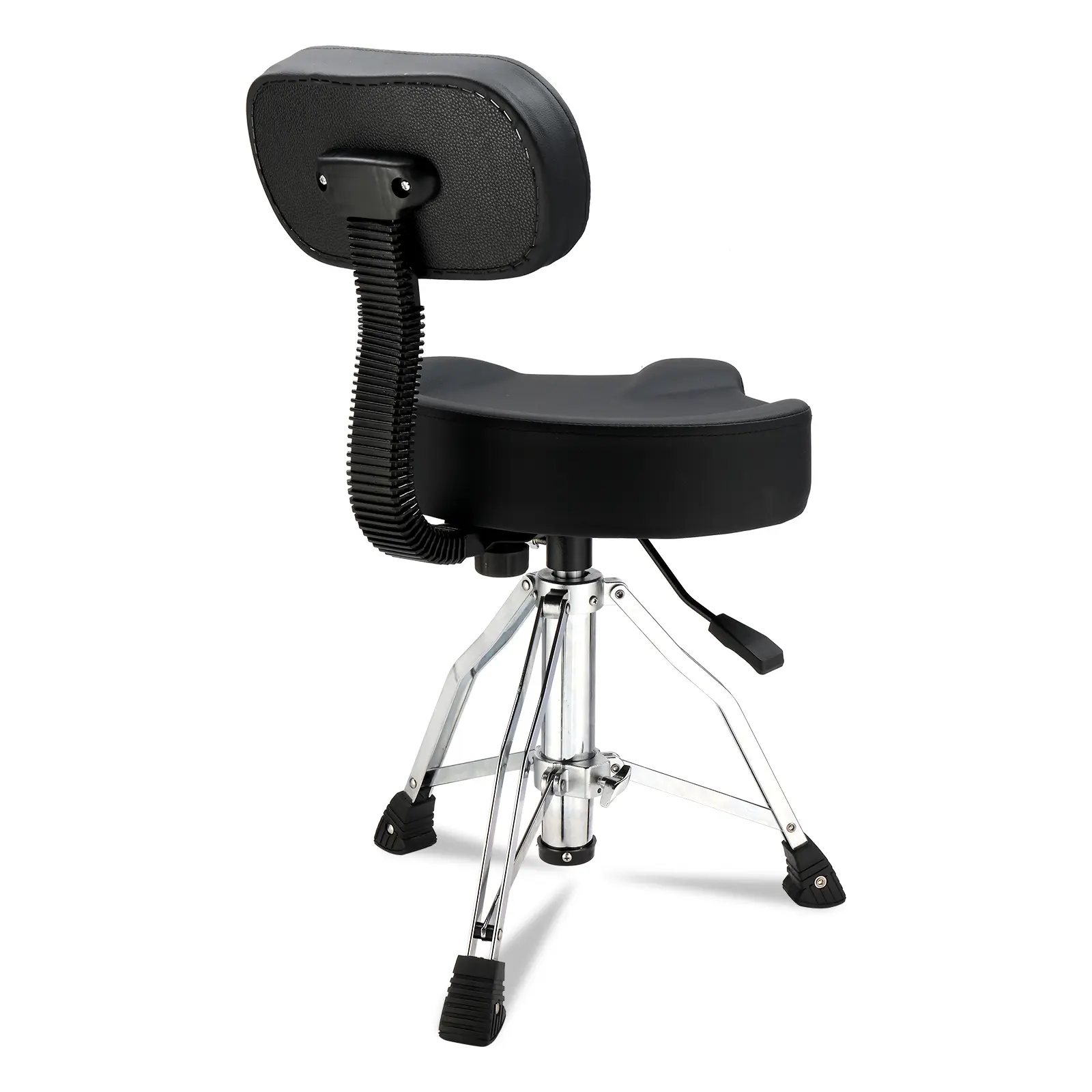 Adjustable Drum Throne with Backrest, Hydraulic Drum Seat Saddle Design 360 Swivel Heavy Duty Stool for Home Studio Concert