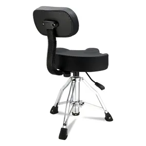Adjustable Drum Throne with Backrest, Hydraulic Drum Seat Saddle Design 360 Swivel Heavy Duty Stool for Home Studio Concert