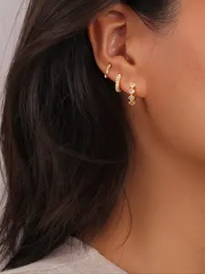 Elegant Cubic Zirconia Earrings Set, 3 Pairs Cute Stud Earrings Jewelry Gift for Women, Perfect for Daily Wear, Fashionable Ear Accessories, Versatile Earrings, Studs Earrings