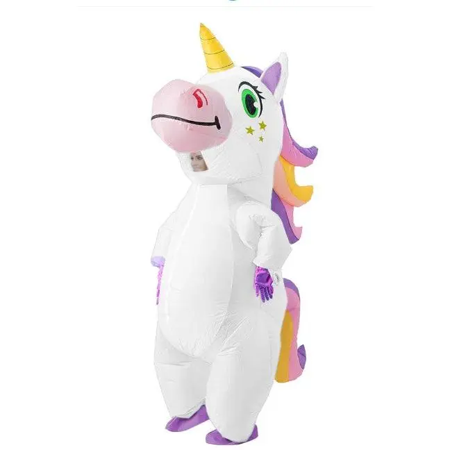 Unicorn - White - Rainbow Mane - Inflatable - Costume - Adult