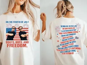 Step Brothers Brand On The Fourth Of July Tshirt/Sweatshirt/Hoodie, Boats Hoes And Freedom Parody T-Shirt, Funny 4th Of July Meme Tee