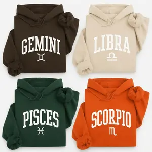 12 Zodiac Minimalist Hoodie, Zodiac Sign Hooded Sweatshirt, Gemini Libra Scorpio Pisces Hoodie, Astrology Graphic Hoodie, Horoscope Gift for Women & Men