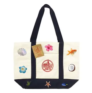 beach vibes Reusable Canvas Eco Tote Bag Heavy Duty Bag Blue White Brand NEW