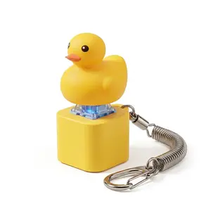 Duck Quacking Keychain & Cat Meowing Keychain, Funny Quacking Duck Hat Keychain, USB Rechargeable Sensory Button Quacking  Duck Toy Keychain  Mini Ducks for Decor Car Lovers Key Chain Set  Charm#Fallfreshness mini  squeeze  duck keychain  (1)