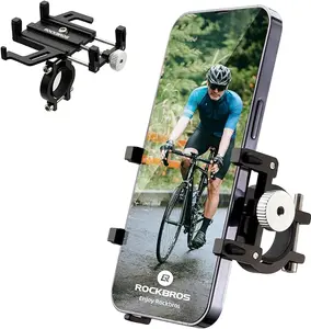 ROCKBROS Bike Phone Mount Holder Motorcycle & Bicycle Handlebar Cell Phone Holder 360° Rotatable Aluminum Phone Clip for iPhone 11 12 13 Pro Max Mini X XR Xs Plus Samsung S21 S20 S10