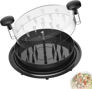 Chicken Shredder Tool Twist with Brush Visible Lid 8 Strong Suction Cups BPA Free Ergonomic Handle Manual Meat Shredder for Chicken Pork Beef Black
