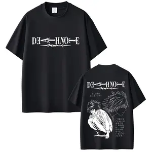 Death Note Light Yagami Graphic T-Shirt – 100% Cotton Oversized Short Sleeve Tee, Vintage Streetwear Top