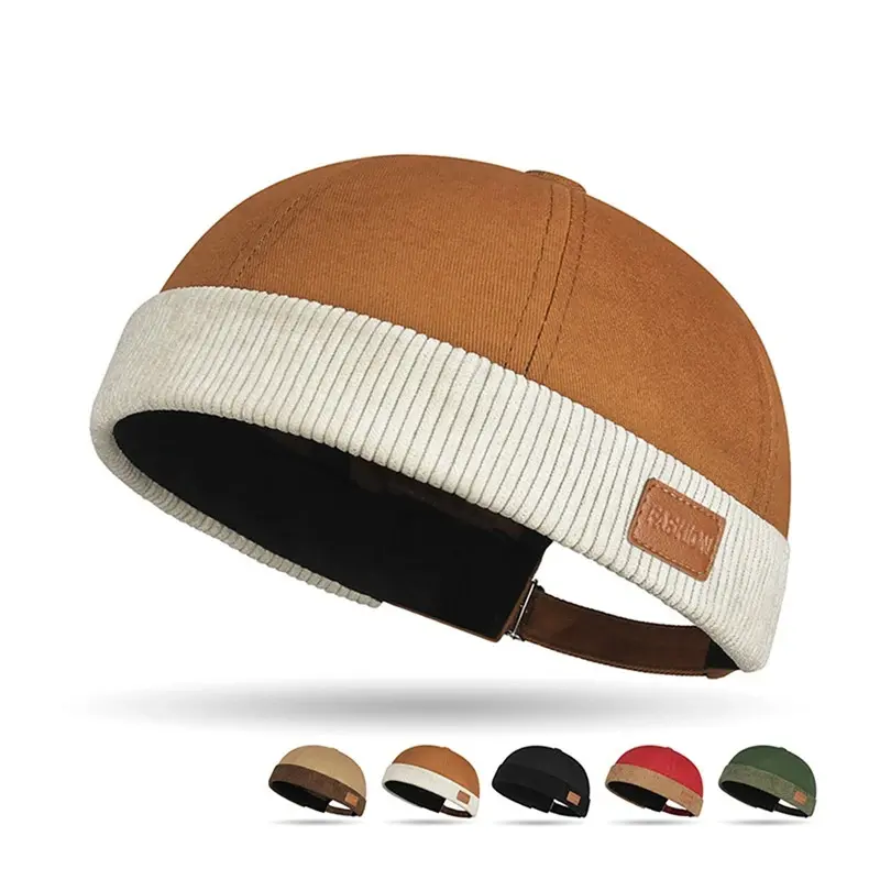 Unisex Vintage Rolled Cuff Brimless Docker Cap - Knit Cotton Beanie for Hip Hop Fashion, Multiple Color Options, Clothes