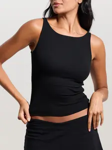 klassy Ribbed Dainty Boat Neck Brami Casual Top for Women, Stretchy Fabric, Essential Womenswear