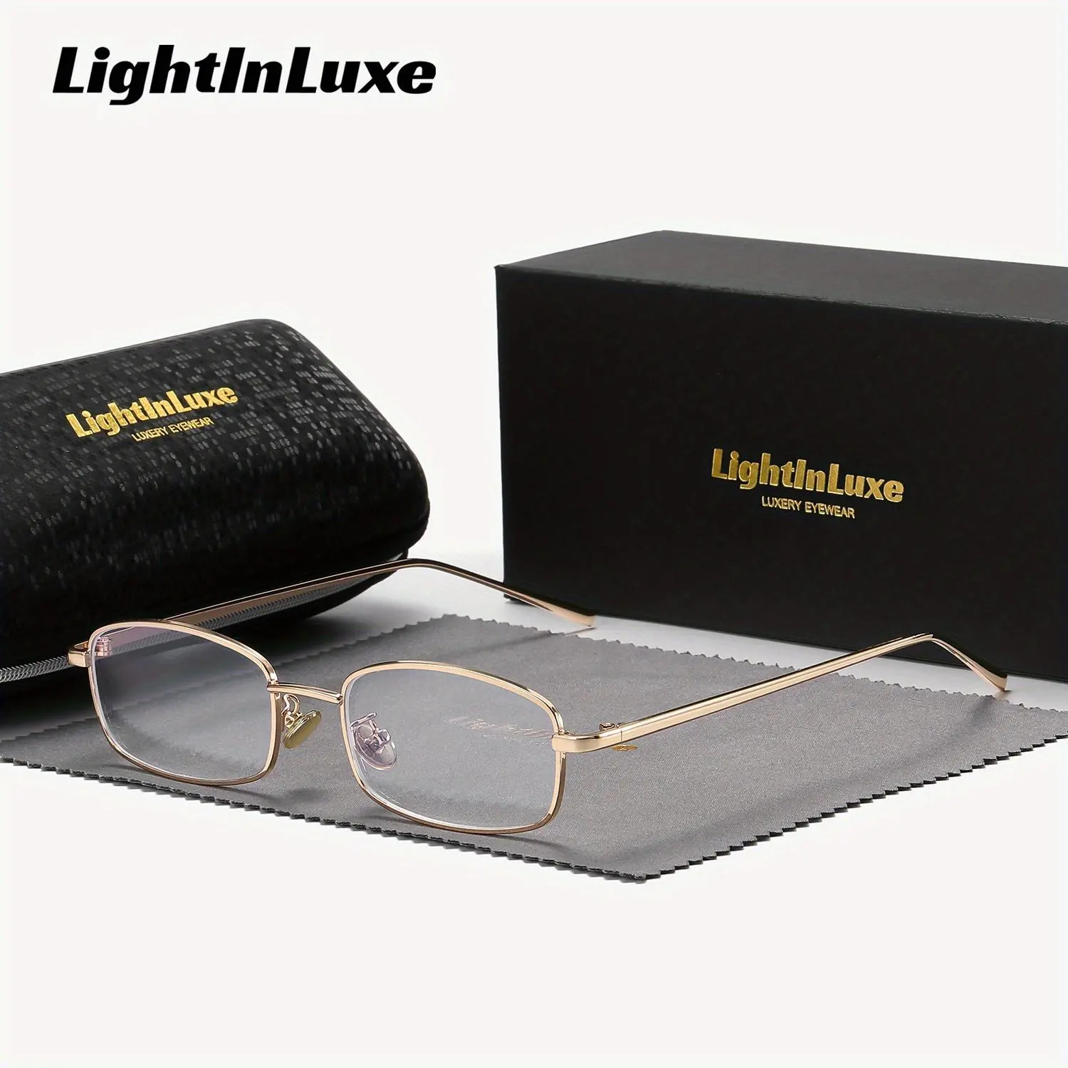 LightInLuxe Unisex Fashion Full Frame Clear Glasses Outdoor Activities and Driving Casual Square Anti-Blue Light Plano Glasses