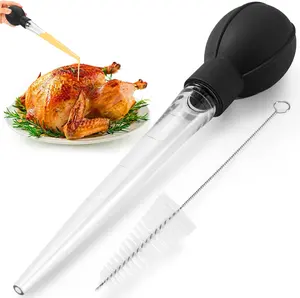 Turkey Basters for Cooking – Baster Syringe for Hot Liquids – Meat and Food Injector – Essential Thanksgiving Cooking Tool – Turkey Baster Large with Cleaning Brush(Black)