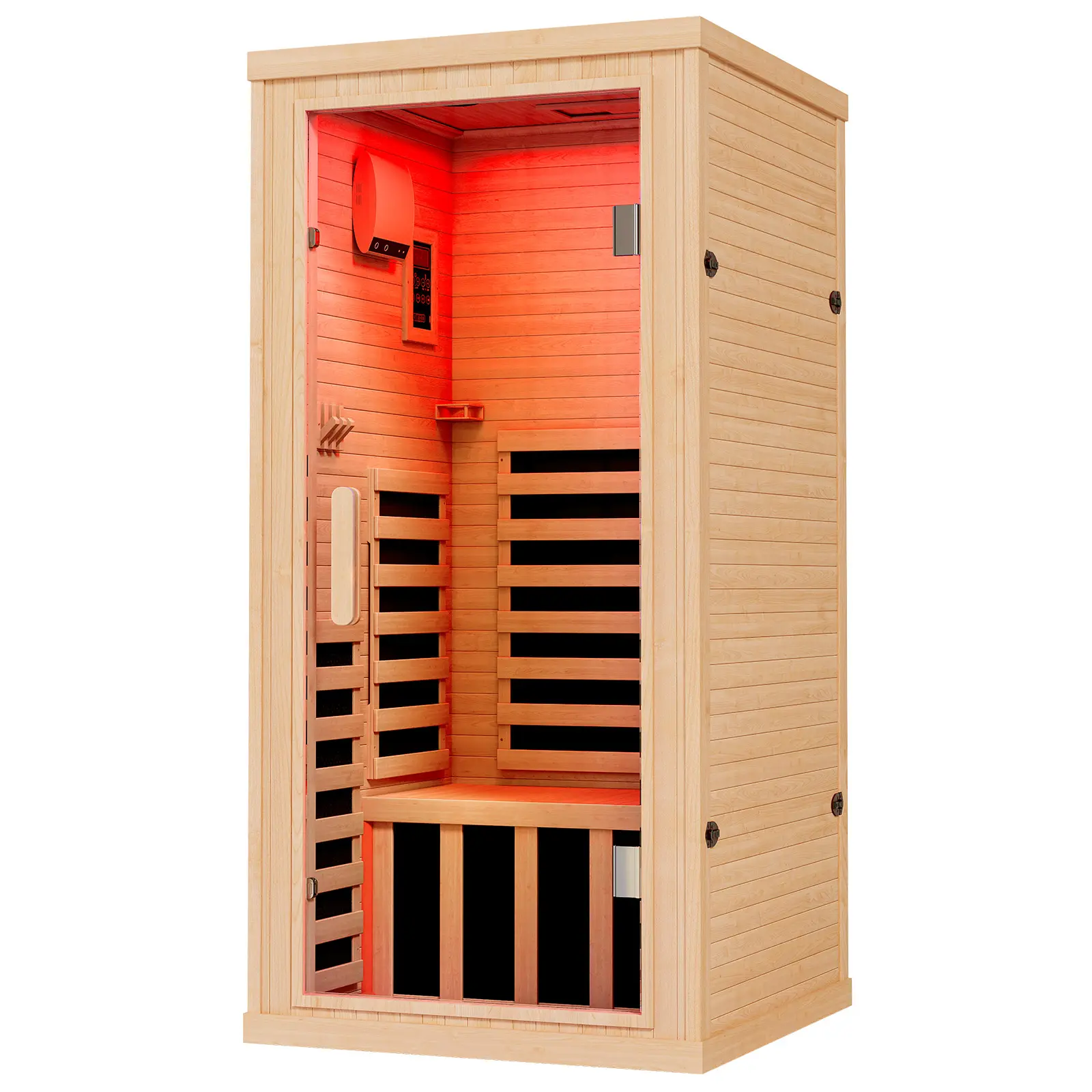AMERLIFE Infrared Sauna for 1/2/4 Person, Low EMF 930W/110V&1463W/110V&2145W/110V Hemlock Wood Sauna with Tourmaline Foot Warmer, 7-Color Light Therapy,Best Gift Ideas/Christmas Gifts