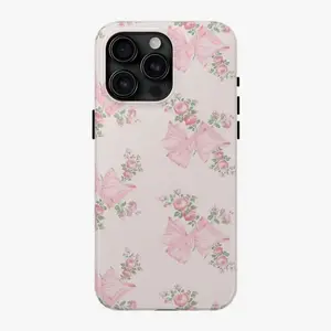 Love Shack Fancy, Rosa Beaux Pink Mint Large Bow Spot Pink Mint Street for iPhone Case C
