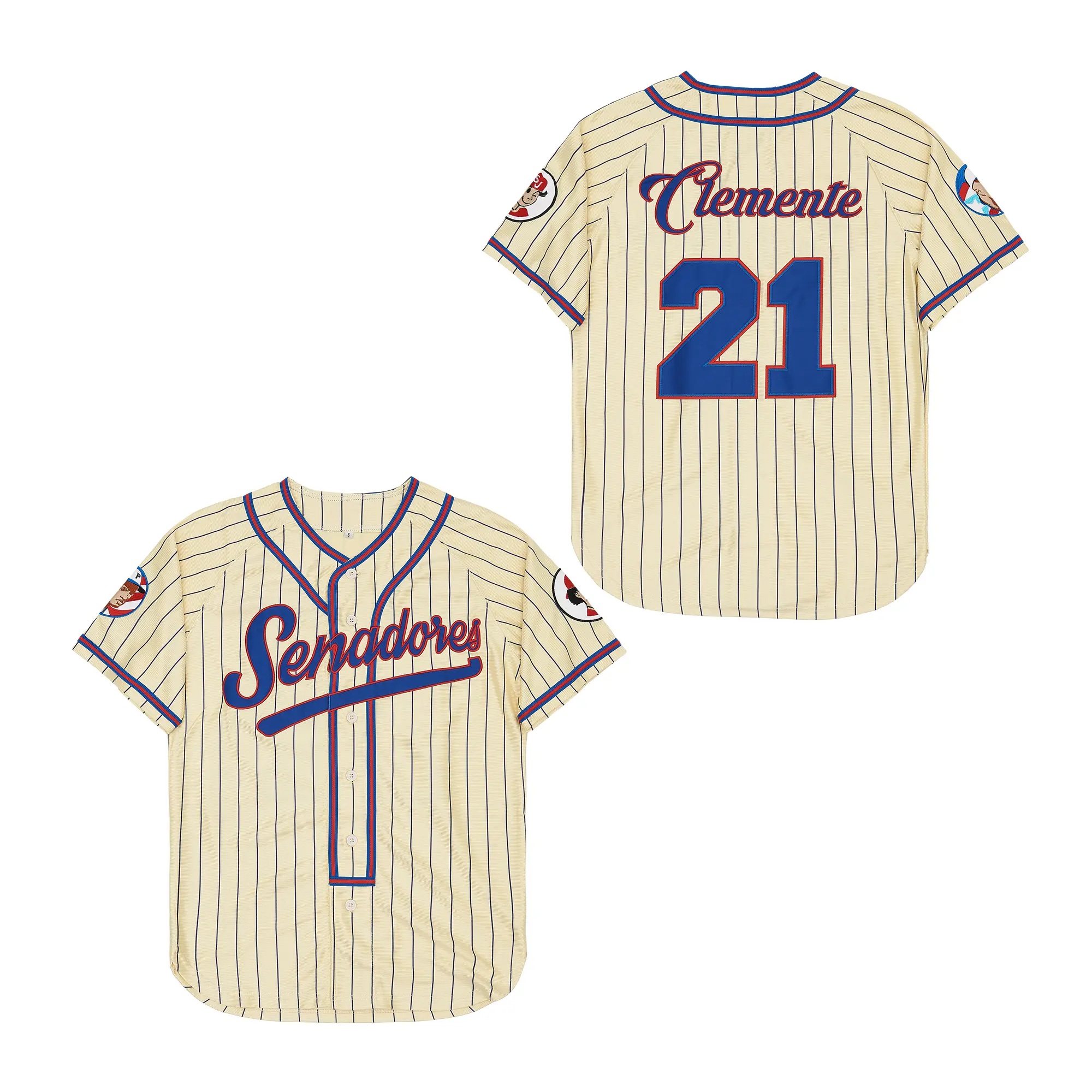 Male Men's Senator Roberto Clemente #21 Limited Edition Pinstriped Sports Baseball Jersey, Machine Washable Collectibles, Professional Sports Apparel, Baseball Shirt