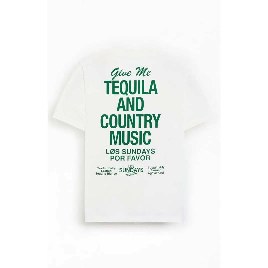 Los Sundays Men's White The Tequila & Country Music T-Shirt - Multicolor
