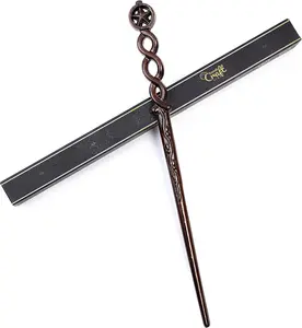 Wooden Star Wand - Handicraftviet - Hand Carved Real Wood, Perfect for Halloween, Christmas & Birthday Gifts - 15 inch  (S5)