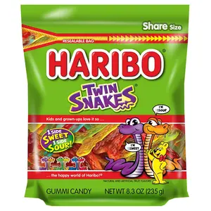 8.3 oz HARIBO Gummi Candy, Twin Snakes, Stand Up Bag