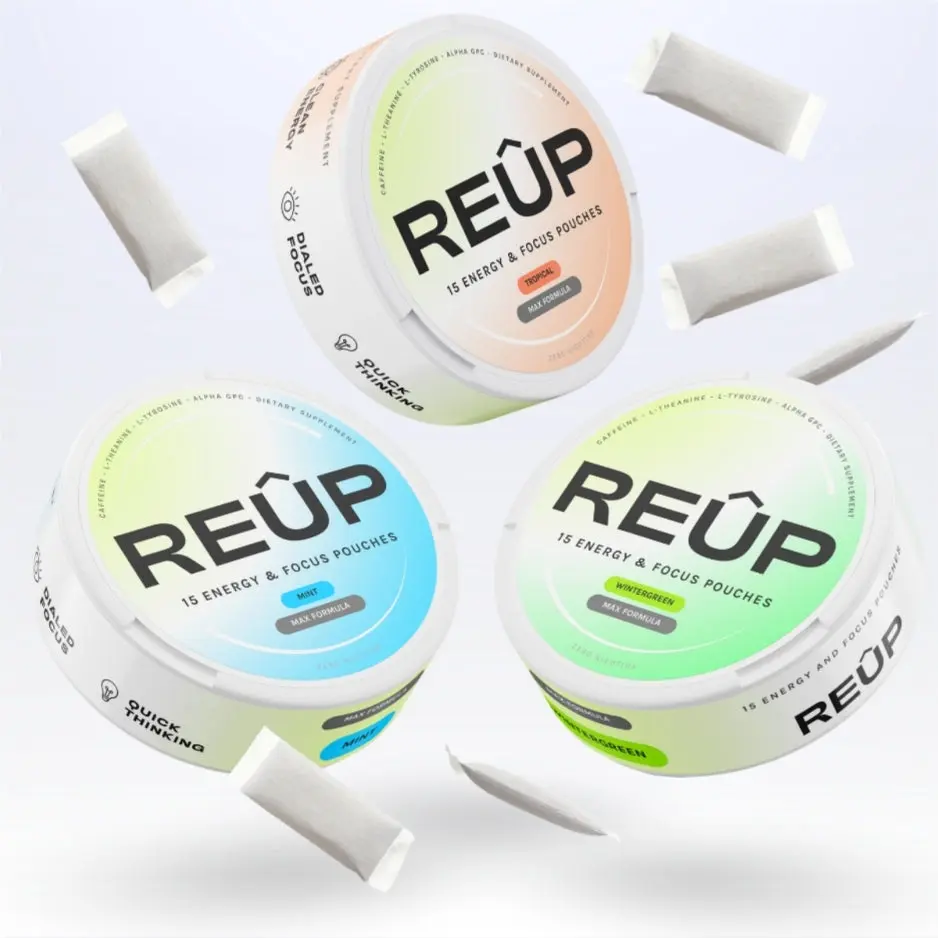 REÛP Energy & Focus Pouches - 3/6 Pack - Zero Sugar Fast-Acting for Work Workouts & Busy Days - Clean Energy & Focus Supplement
