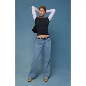 Pacsun Women's Zoe Low Rise Girlfriend Jeans Light Blue Wash