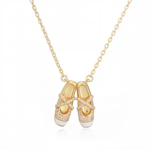 Chic Cute Color Drop Oil Ballet Shoe Necklace Luxury Minimalist Stackable Collar Chain for Women