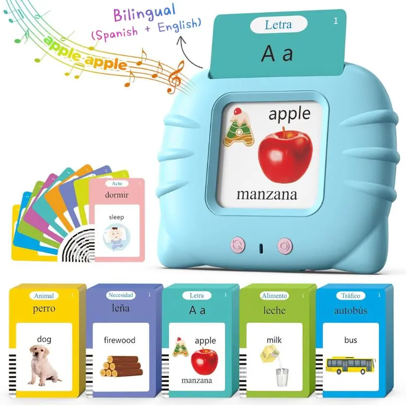 KIDGENIUS Bilingual English & Spanish Talking Flash Cards for Kids Ages 2-8 | 224 Sight Words Interactive Educational Toy | Preschool Vocabulary Learning | Summer Travel Indoor Outdoor Fun | Perfect Kids Gift | Outdoorfun Interaction summerwins,summerwins