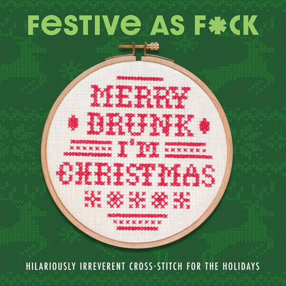 Christmas Cross-Stitch Kit - Top Designers' Subversive DIY Needlework Craft with 20 Festive Patterns, Easy-to-Follow Instructions, Perfect Snarky Gift for Holiday Anxiety Relief