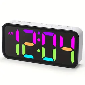 Loud Alarm Clocks for Bedrooms, Digital Clock with 13 Color Night Light, Desk Clock with Large Numbers, Dimmer, Adjustable Alarm Volume, USB Port, Snooze, 12/24H for Bedrooms, Bedside Decor White