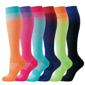 Luna&&luxe   6 Pack Gradient Color Compression Socks  15-20mmHg Support  Moisture-Wicking for Runners & Athletes Boost Performance