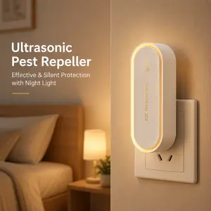 Pest Repeller Ultrasonic LED Night Light Electronic Pest Control Indoor Pest Control Pest Control for Mosquitoes, Mice, Spiders, Cockroaches, Flies, White