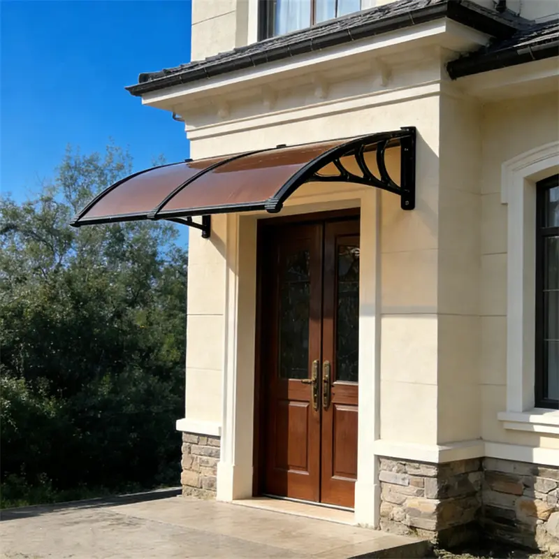 Sturdy Polycarbonate Door Awning - 40x80 in Outdoor Sunshade Canopy, Weatherproof Patio Canopy Waterproof for Home Supplies, Rain Protection with Black Brackets, Doors, Outdoor Shade Canopy