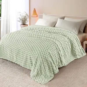King Size for with Jacquard Pattern, Fuzzy Exquisite Blankets for, Warm and Fluffy, 90x104 Inch, Sage Green