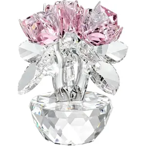 Pink Crystal Rose Bouquet Flowers Figurines Ornament with Gift Box