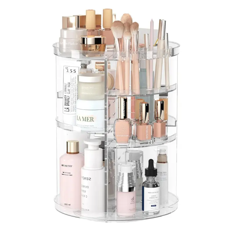[Limited time deal] Rotating Makeup Organizer, DIY Spinning Skincare Organizer, Cosmetic Display Case with Brush Holder Perfume Tray,  best 360 rotating makeup organizer 8 Adjustable Layers