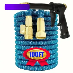 Expandable Garden Hose Set, Garden Hose with 3/4 Inch Heavy Duty Solid Brass Connector, Lightweight & Leak Proof Water Hose for Watering & Car Washing