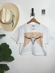 Western Longhorn Crop Top Cotton Fit