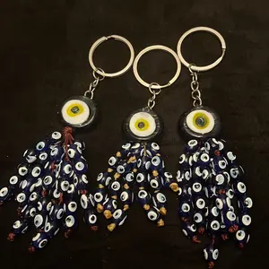 Keychain - Medium Evil Eye Stone with Unique Design and Secure Attachment