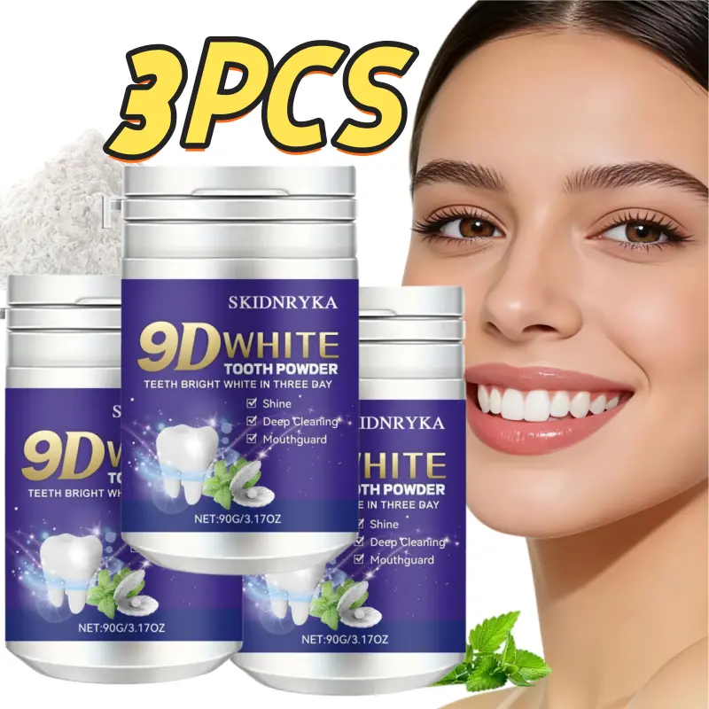 3-Pack Mint Calcium Phosphate Tooth Powder — Oral cleanser that whitens teeth, gentle deep cleaning, safe for sensitive teeth, freshens breath, suitable for daily use, cool mint flavor, 270 g (3.17 oz), multi-pack, powder packaging, transforms your teeth