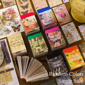 Mini Material Book Pack of 100, Scrapbook Materials, Random Colors, Retro Collage Handmade Decoration Paper, Memory Collection Series