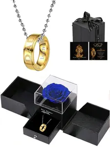 "I Love You Dad" Engraved Ring Necklace, 2-in-1 Men's Jewelry, Size 9, Stainless Steel Hypoallergenic, Comes in Luxury Gift Box, Ideal for Father's Day, New Dad & Anniversary Gifts for Husband & Dad