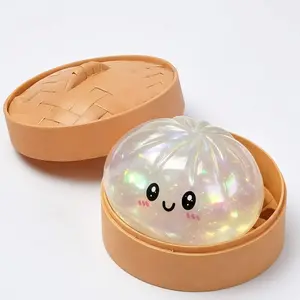 【Blind Box】stuffed bun dumpling squishy，2026 New Glitter Dumpling Squishy with Steamer Box, Soft Sensory Fidget Steamed Bun Squeeze Tool for Adult Stress & Anxiety Relief,Cute Office Desk Decor and Relaxing Accessory，dumpling squishy mystery