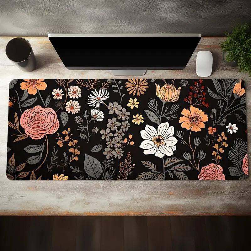 Boho Floral Pattern Mouse Pad, 1 Count Rectangle Anti-Scratch Gaming Mouse Pad, Non-Slip Mousepad, Office Desk Keyboard Mouse Mat for Home Office, Assorted Color, Office Desk Accessories, Computer Desk Accessories, Office Supplies