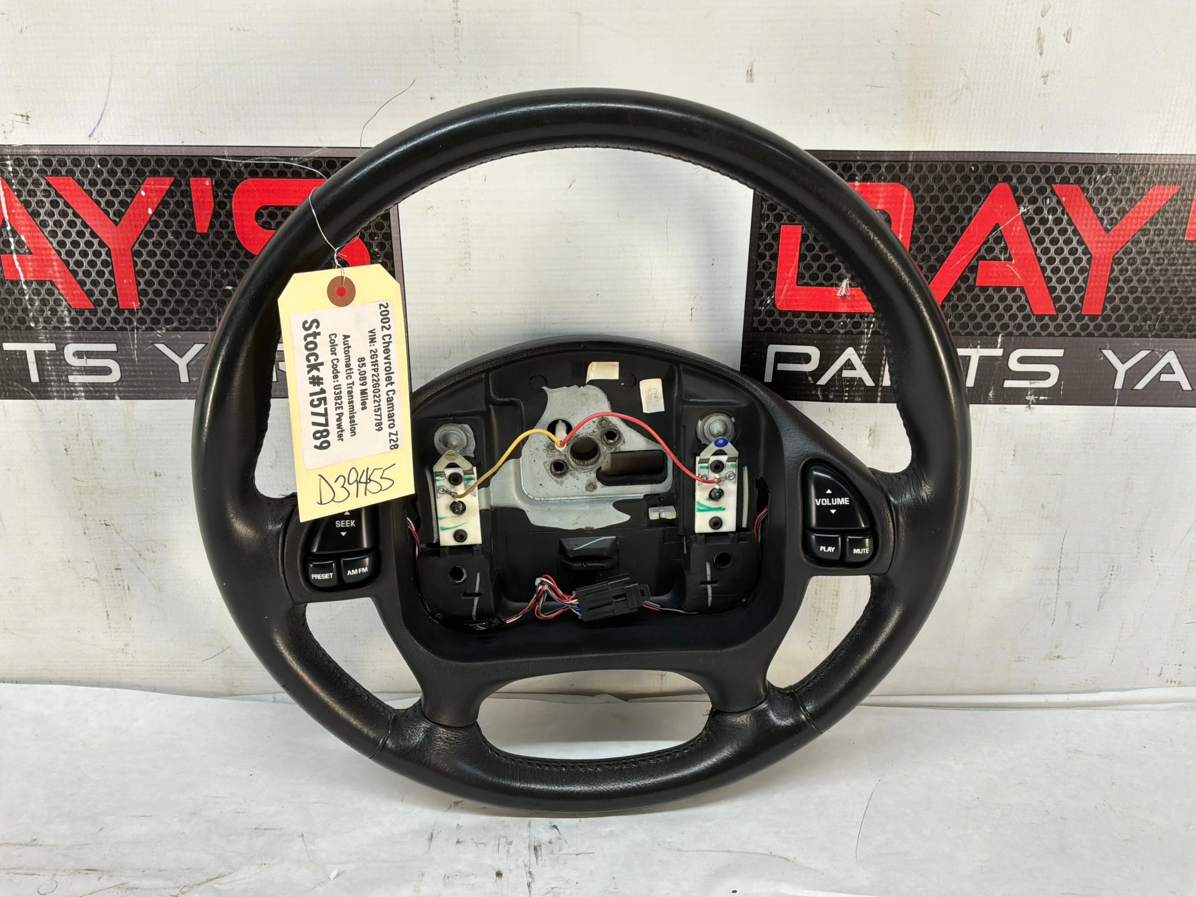 2002 Chevy Camaro Z28 Leather Steering Wheel Ebony OEM
